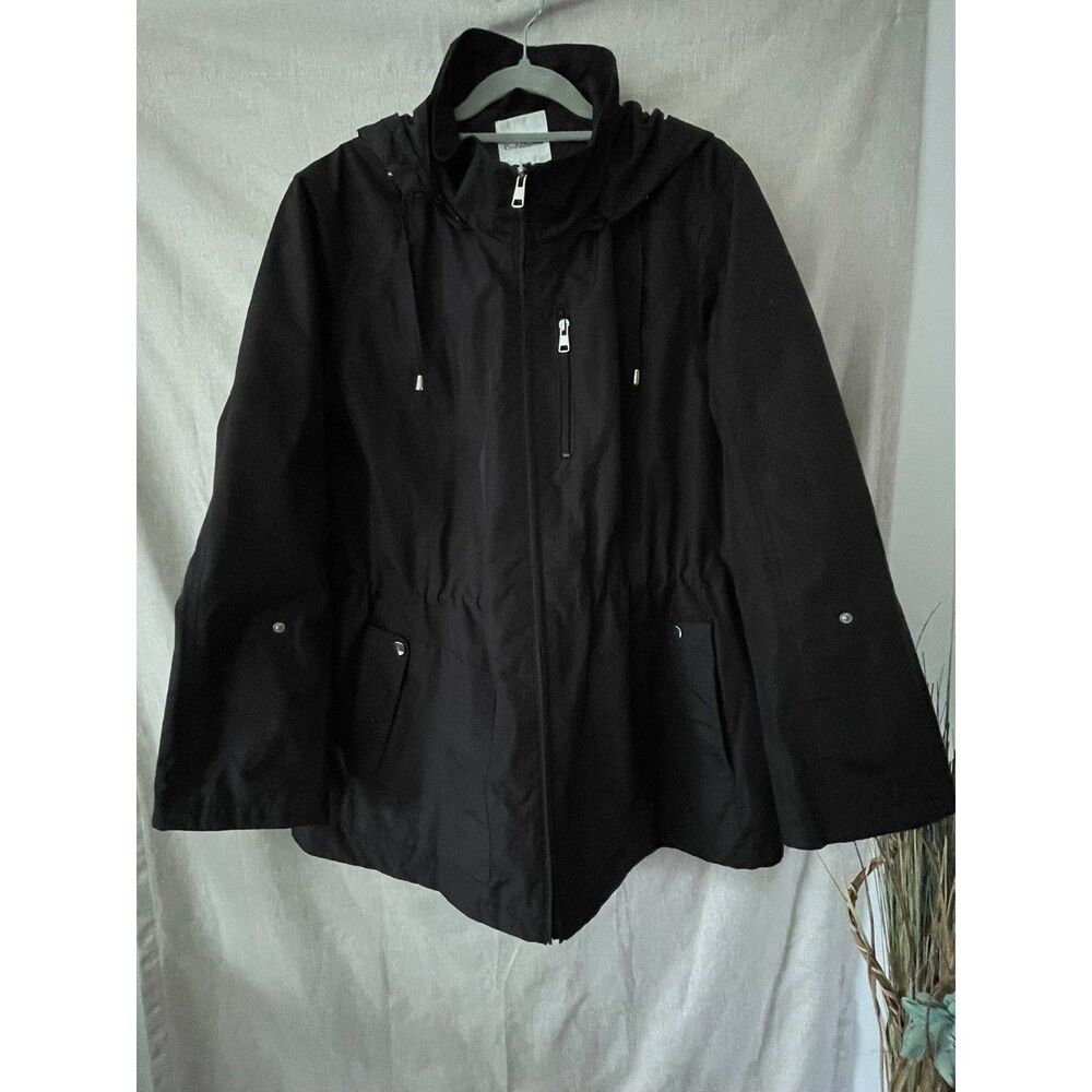 XXL Croft & Barrow Black Zip Front Hooded Anorak Rain Jacket Coat
